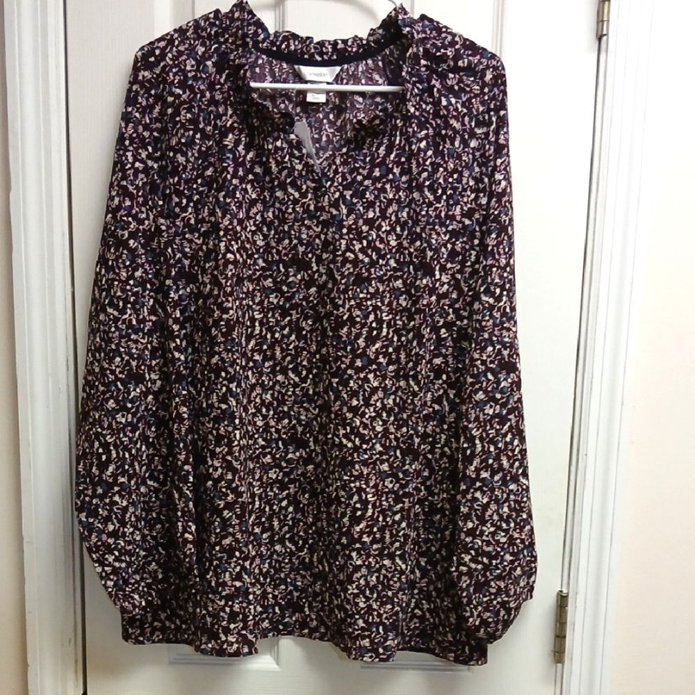 Christopher & Banks,  (CJ Banks) Print Women's LongsleevedTop, Multi Size 1X NWT